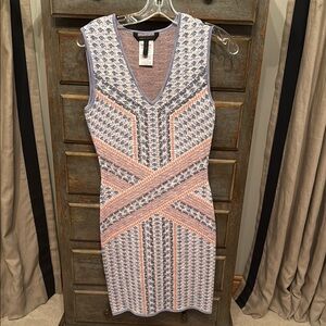 Elegant Patterned Dress in lavender and peach